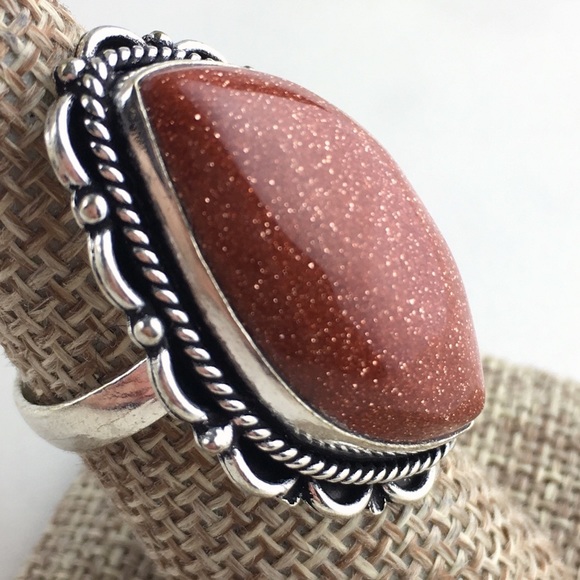 New Sandstone Silver Overlay Ring Size 7 - Picture 9 of 11